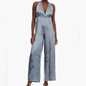 Forever 21 Halter Neck Blue Jumpsuit